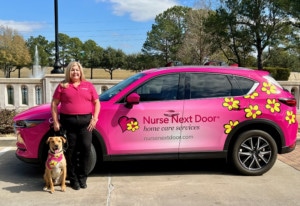 Nurse Next Door pink wrapped car. 