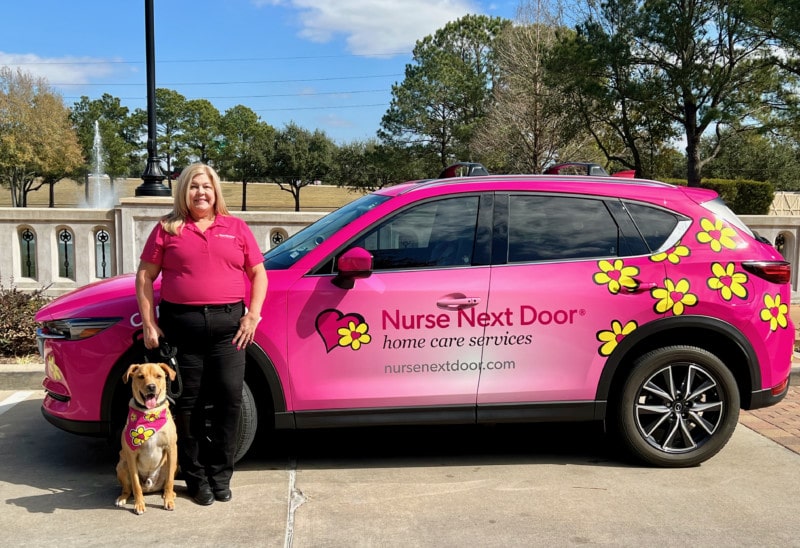 Nurse Next Door pink wrapped car.