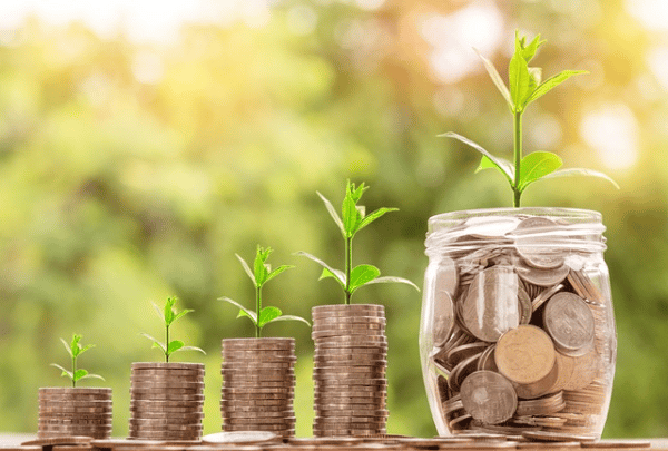 Stacks of coins progressing in height to represent financial growth